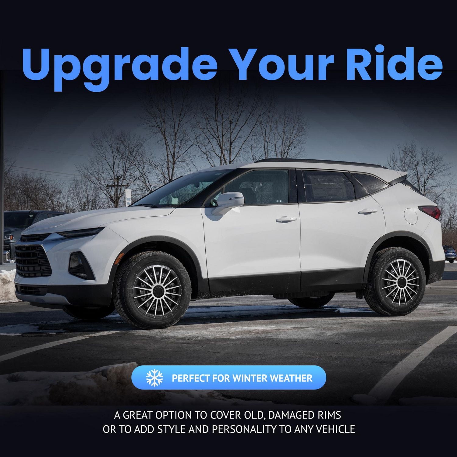 Alpena 17" Austin Wheel Covers, Silver & Black, set of 4