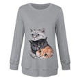 thumbnail image 4 of Camiseta de manga larga con estampado de cuello redondo suelto para mujer de verano Pompotops FGAJ3223, 4 of 5