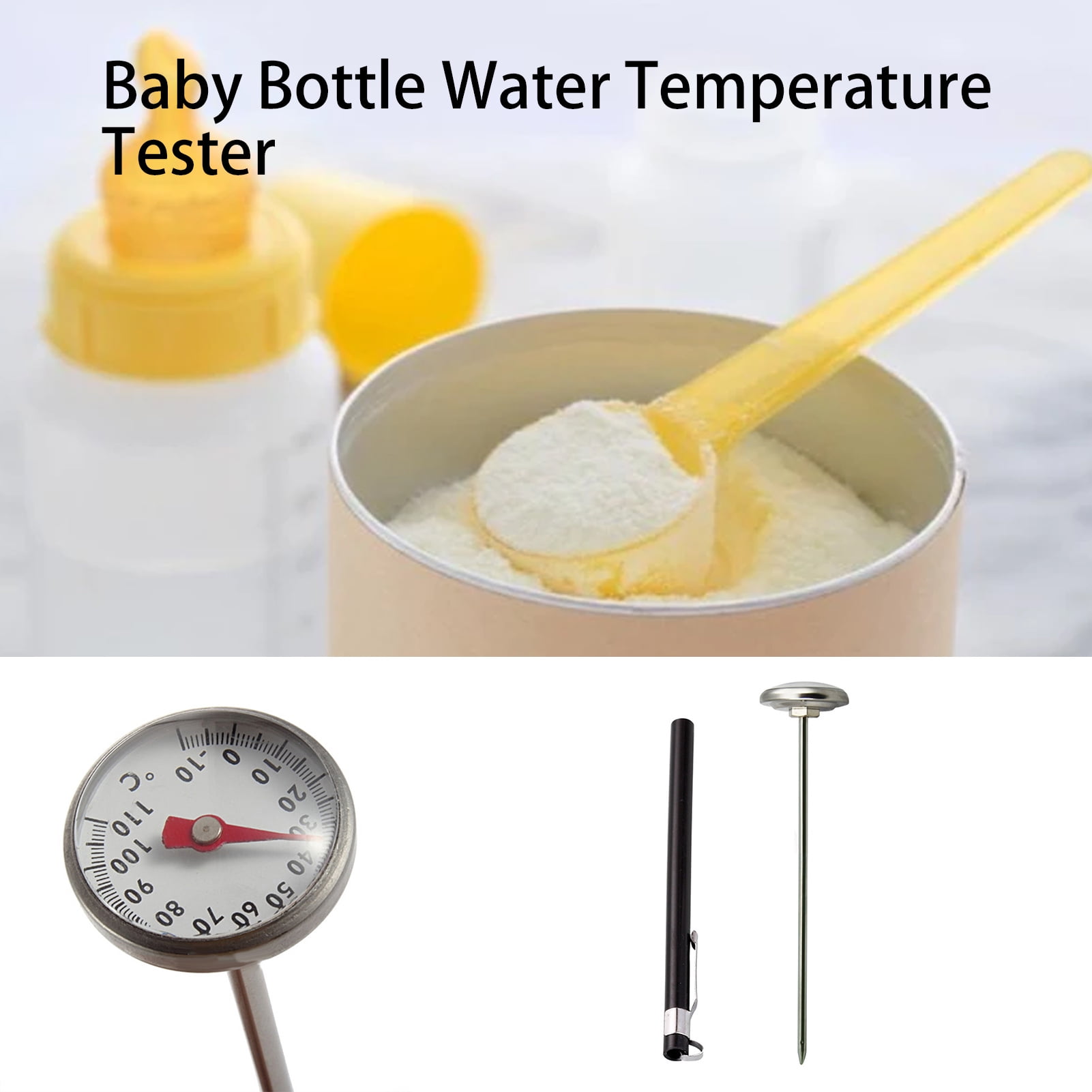 HES 1 Set Milk Thermometer - Accurate Portable Baby Bottle Water Temperature Tester - Household Supplies, Size: 2.5, Black