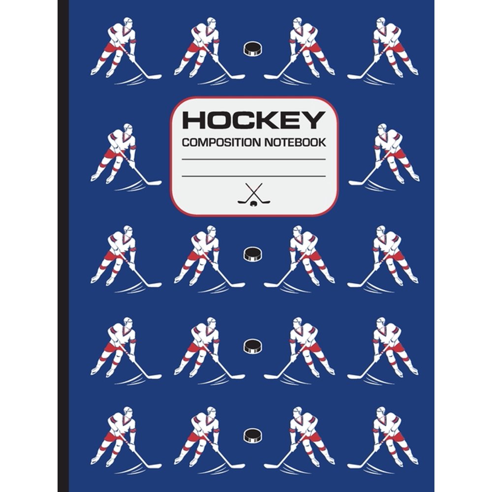 Hockey Composition Notebook 120 page writing notebook, wide ruled
