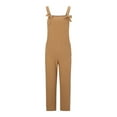thumbnail image 4 of Rbaofujie Womens Jumpsuits, Women's Fashion Solid Color Large Size Literary Straps Casual Trousers Jumpsuit Brown, 4 of 7