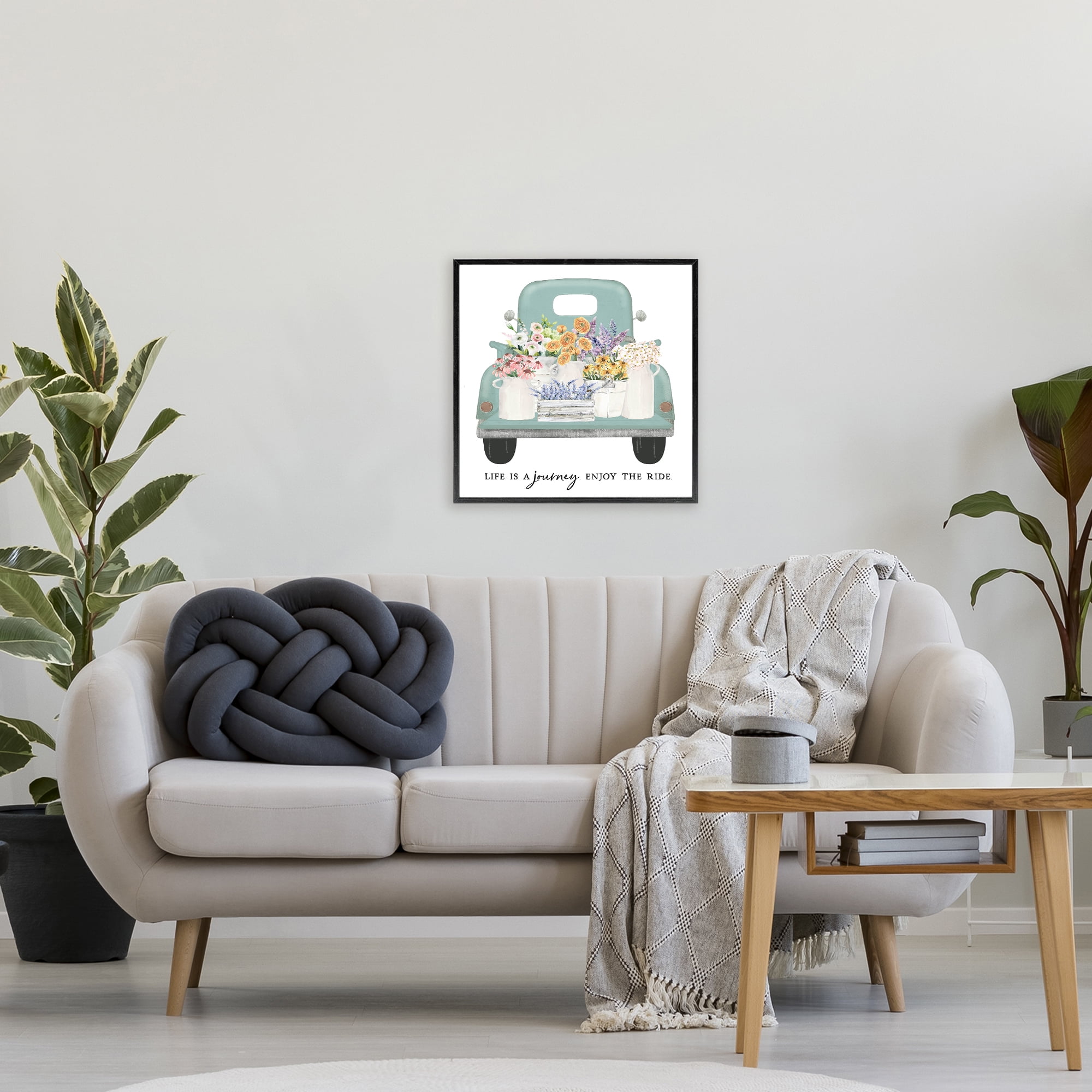 Enjoy Ride Floral Truck Black Framed Giclee Art, design by Lettered and Lined