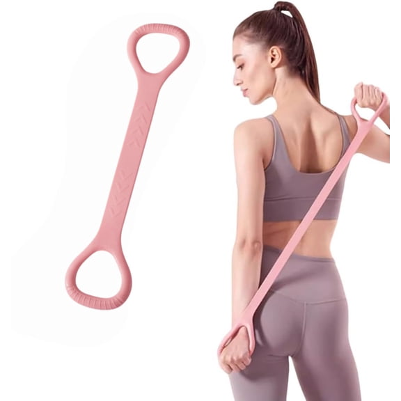 Figure 8 Resistance Bands with Handles, Silicone Exercise Bands for Women & Men, 20 lb Tension Rope for Arm Workout Equipment, Stretching Bands for Yoga(Pink)