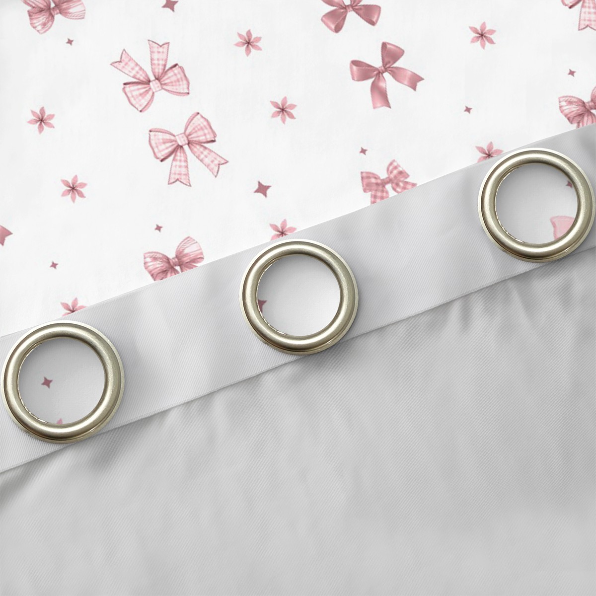 Manfei Kawaii Bowk Not Curtains Pack of 2 (42x84 Each),Cute Cartoon Bowtie Curtains Blackout,White Pink Buffalo Bedroom Curtains For Girl,Breathable Home Decor