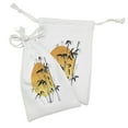 thumbnail image 2 of Bamboo Print Fabric Pouch Set of 2, Bamboos Across the Sun Aesthetic Japanese Culture Lifestyle, Small Drawstring Bag for Toiletries Masks and Favors, 9" x 6", Orange Black White, by Ambesonne, 2 of 2