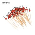 thumbnail image 3 of Uxcell Bamboo Cocktail Toothpicks Red Flat Round Drink Picks Skewer 100Pack Black Sticks, 3 of 8