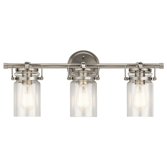 Kichler Brinley 24" 3 Light Brushed Nickel Vanity Light with Clear Glass Shades