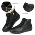 thumbnail image 3 of Ecetana Womens Flats Boots Side Zipper Leather Ankle Booties, 3 of 6