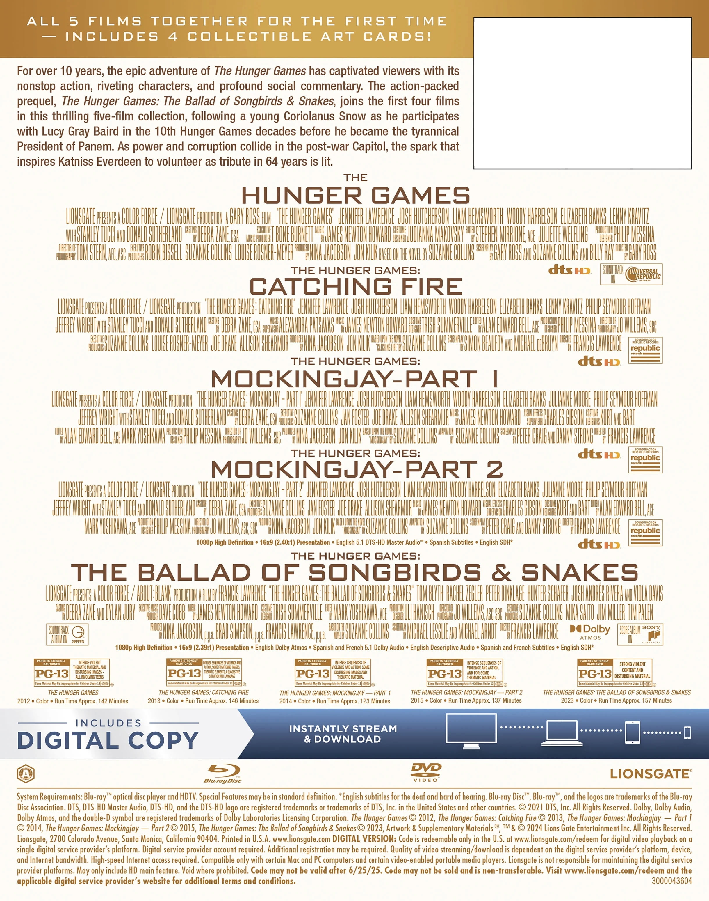 Hunger Games 5-Film Collection (Blu-ray + DVD + Digital Copy