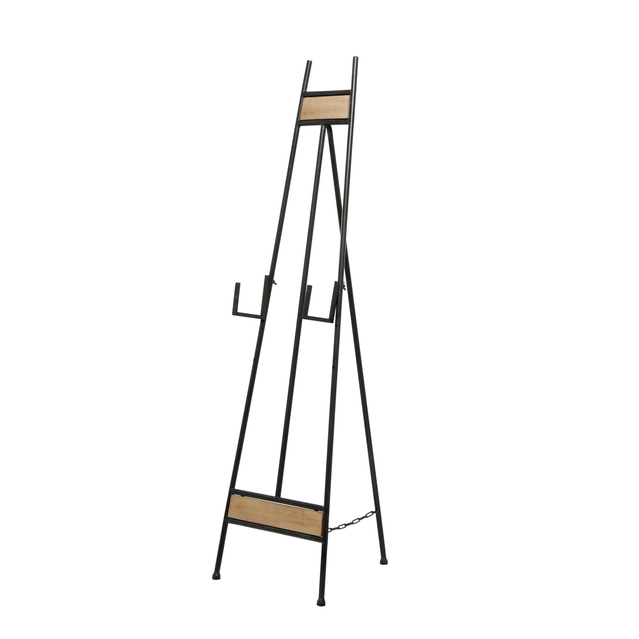 DecMode 16" x 52" Black Metal Tall Adjustable Floor 3 Tier Easel with Wood Panels, 1-Piece