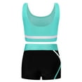 thumbnail image 2 of YUUMIN Kids Girls 2 Piece Active Dancewear Outfit Crop Top and Shorts Set for Gymnastics Dancing Blue Green 8, 2 of 7