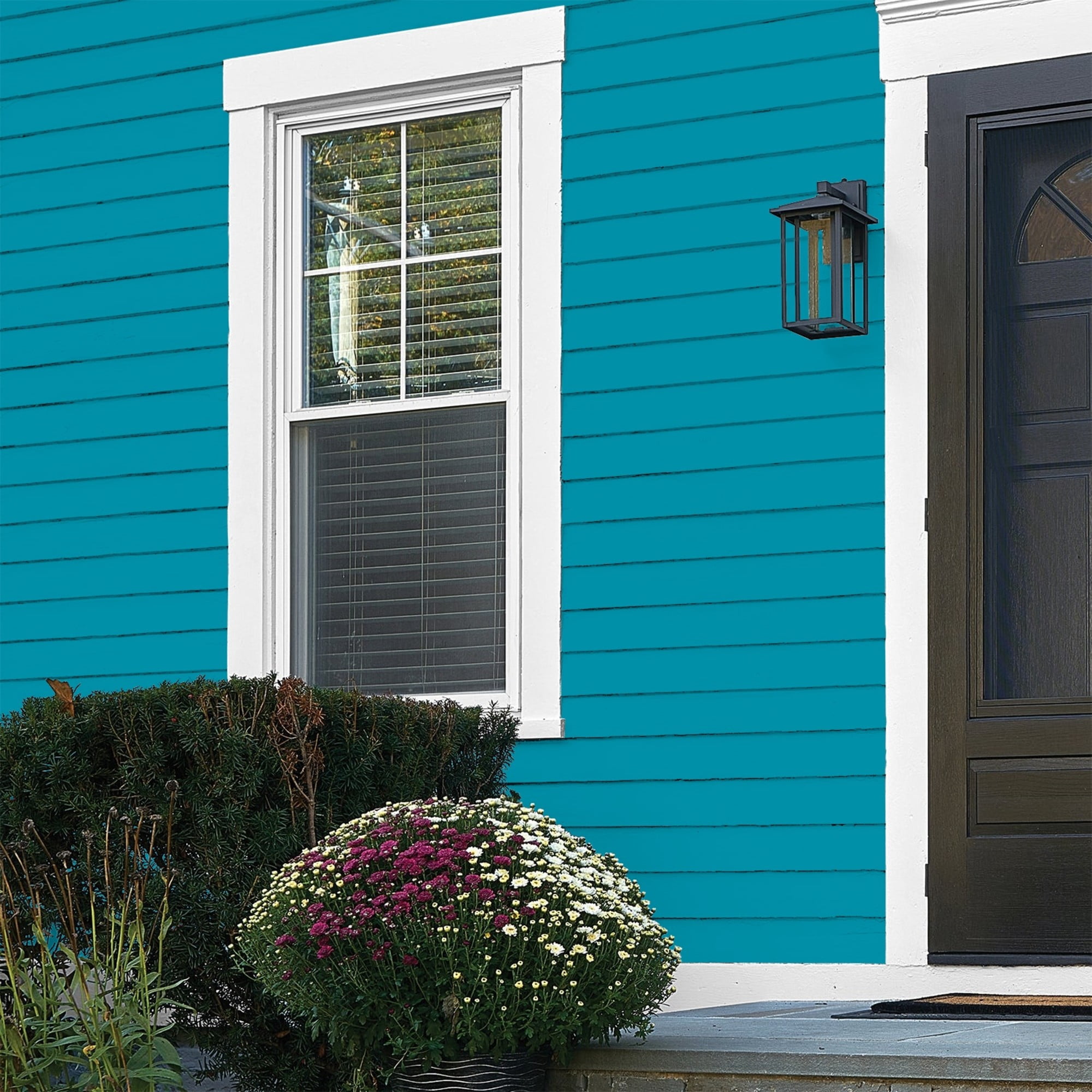Glidden HEP Mediterranean Blue / Blue Flat Exterior Paint with Primer, 1 Gallon