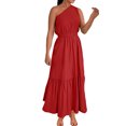 thumbnail image 2 of RKSTN Robe pour Femmes Robe pour Femmes Sans Manches à Col Asymétrique Robe de Couleur Unie Longue Robe Robe Maxi Robes d'Été Décontractées pour Femmes, 2 of 7