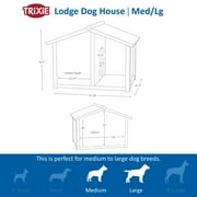 TRIXIE natura Lodge Elevated Weatherproof Wooden Medium Outdoor Dog House w/ Covered Porch Brown