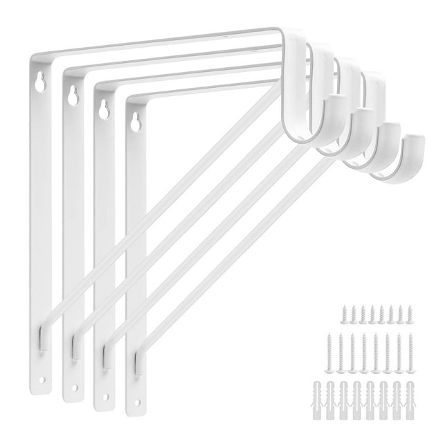 Soportes para barra de armario APOCHON Heavy Duty, paquete de 4, color blanco
