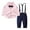 Pink, variant on Odeerbi Kids Boys Cotton Clothes Gentleman Formal Dress Suit Fall Winter Outfits Set Children's Fashion Stripe Shirt Overall Pants 2-piece Set Long Sleeve Round Neck Top Shirt Set Blue