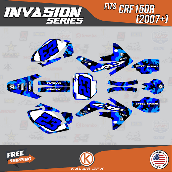 Kalair GFX Graphics Kit for Honda CRF150R (2007-2023) Invasion Series