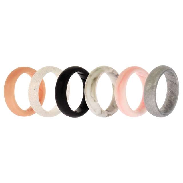 Juego de anillos de boda de silicona sólida BR - Basic-Marble by ROQ para mujer - Anillo de 6 x 5 mm