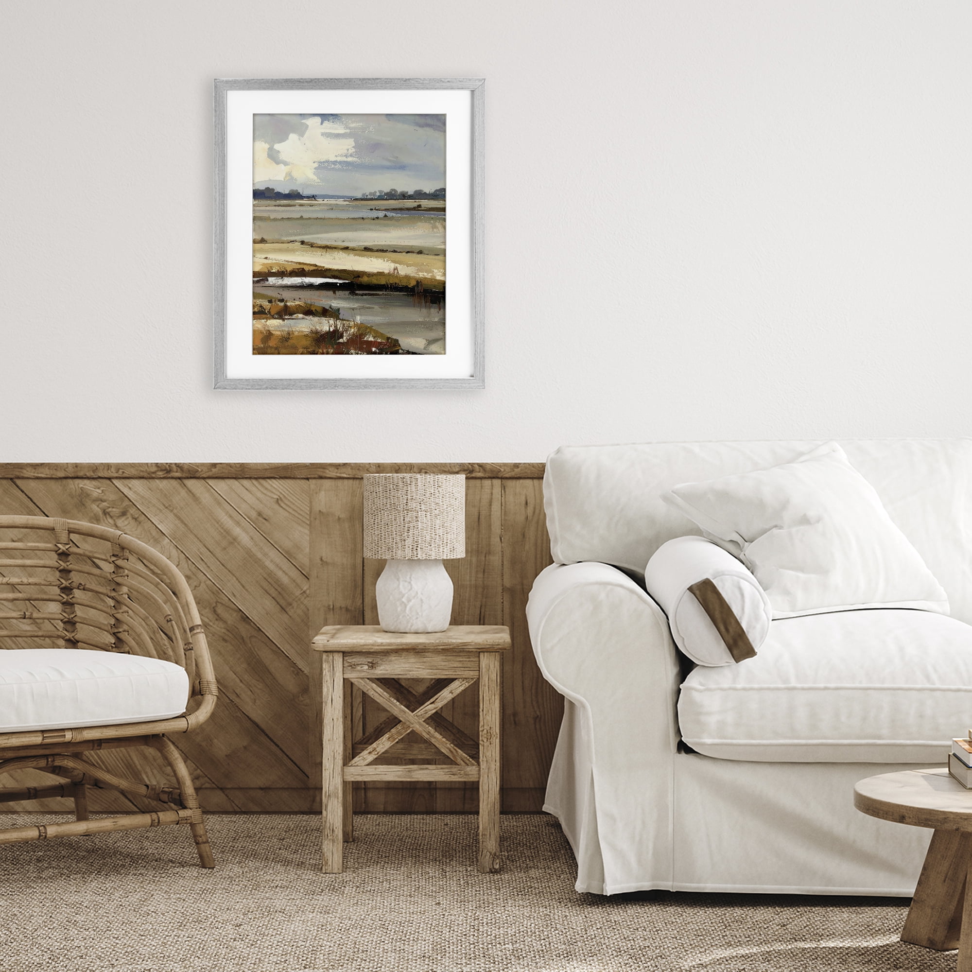 Stupell Industries Earthy Distant Horizon Gray Framed Print Under Glass, design by Alonza Saunders