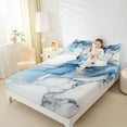 thumbnail image 4 of Manfei Aesthetic Geometric Art Queen Sheet Sets,Abstract Marble Texture Flat Sheet,Blue Splatter Ink Queen Fitted Sheet For Children,Lightweight Room Decor,4-Piece, 4 of 7