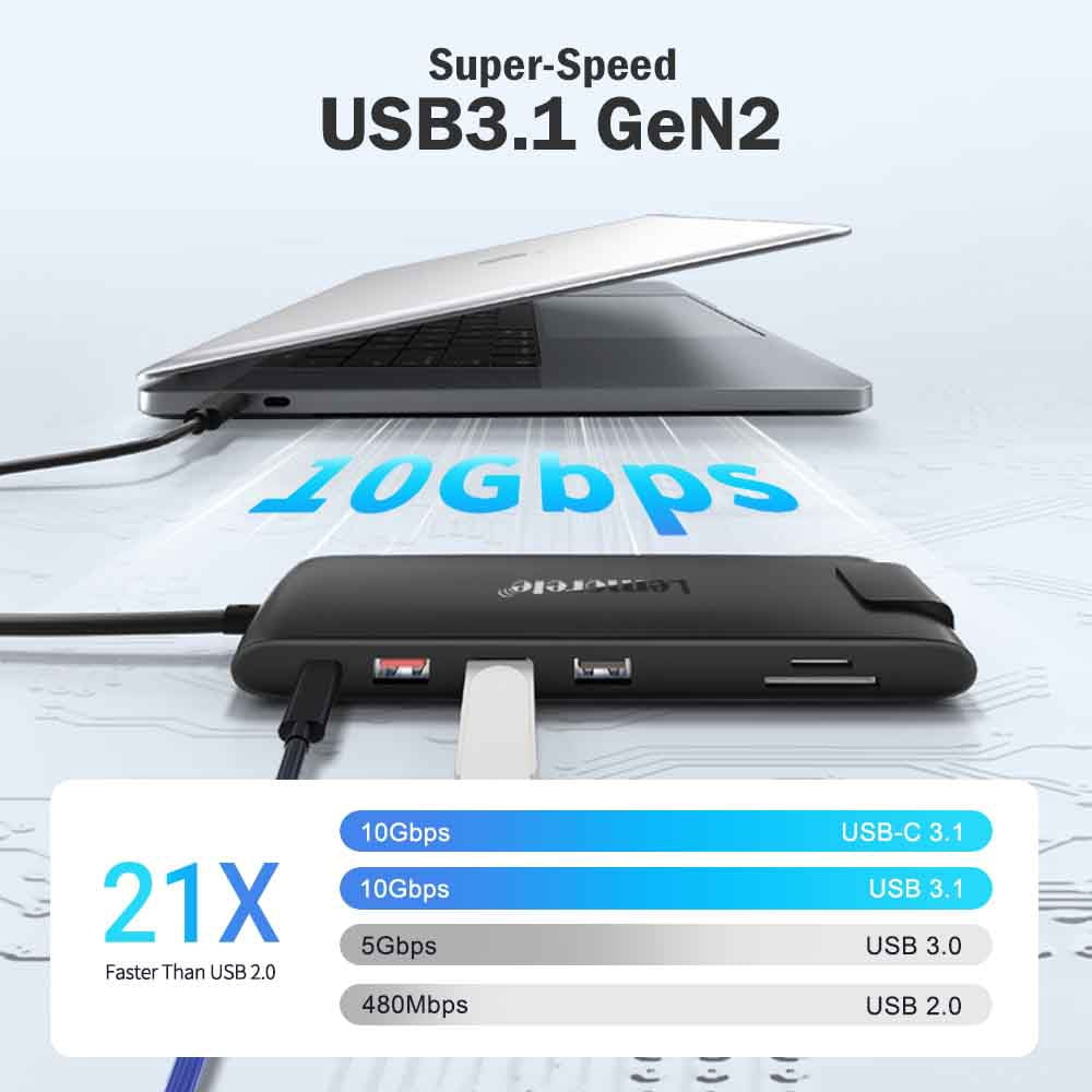 Lemorele USB C Docking Station Triple Monitor,13 in 1 USB C Hub, Multi-functional Adapter with 2 HDMI, VGA,Gigabit Ethernet,USB/USB C 3.2 Data,100W PD for Laptop MacBook/Dell/HP