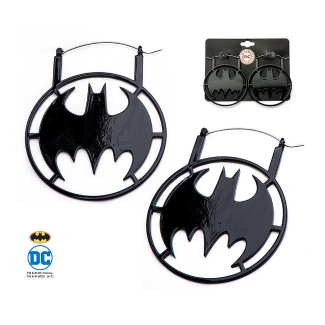 DC Comics BATMNERXL01 Base Métal & Noir IP Batman avec Boucles d'Oreilles en Acier