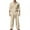 Khaki, variant on Men 2 Piece Linen Set Outfits Long Pants Button Down Roll Up Sleeve Shirts Beach Wedding Suit Sets Shirts and Pants Matching Sets