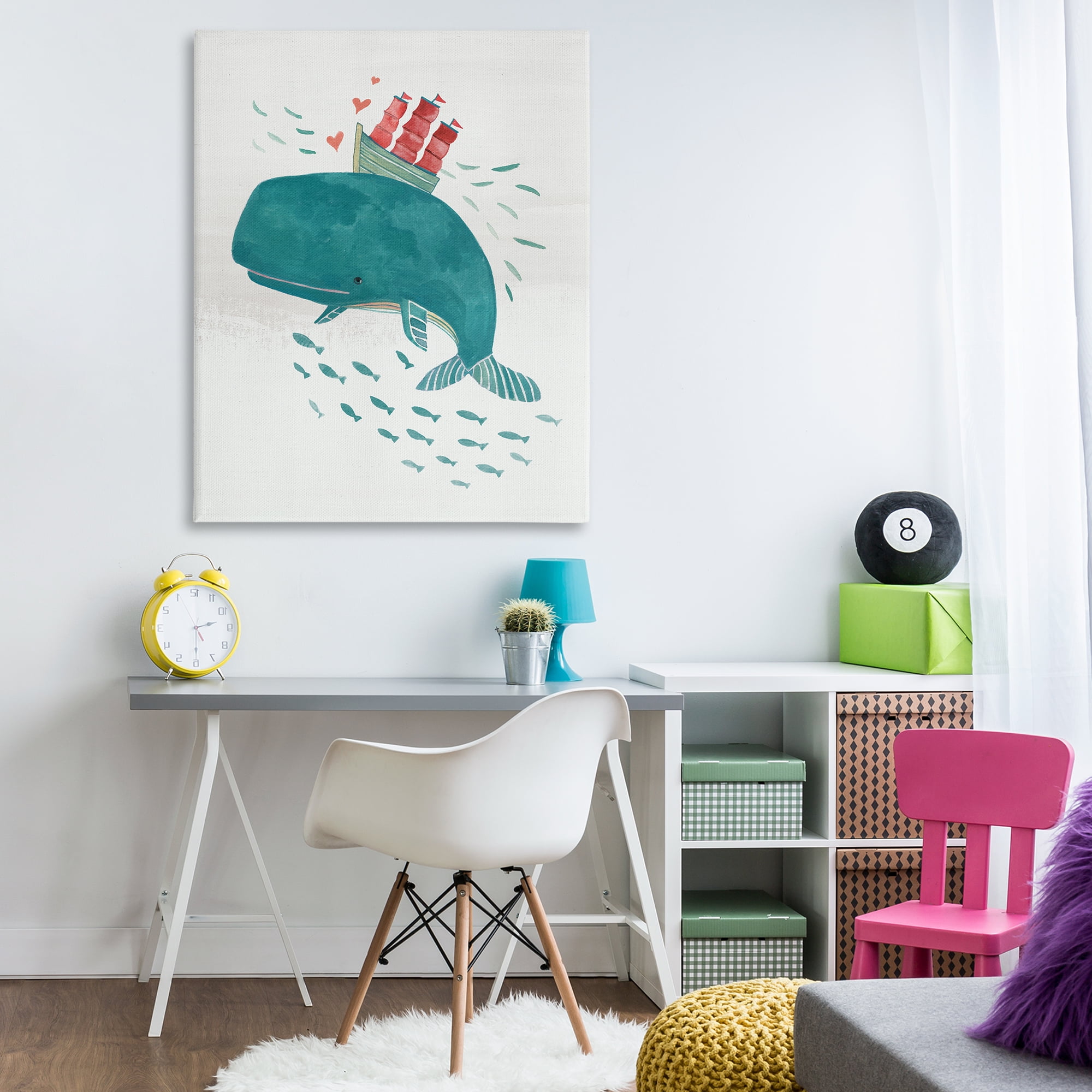 Stupell Industries Whale & Sailboat Diving Nautical & Beach Painting Wrapped Canvas Art Print Wall Art, 36 x 48
