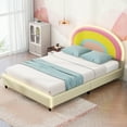 Churanty LED Twin Princess Bed Frame for Girls, PU Platform Bed with