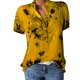thumbnail image 1 of ICHUANYI Clearance Women Summer Fashion Short Sleeve V-Neck Printing Pocket Blouse T-shirt Tops(Yellow, XL) ICHUANYI WER2023080801669, 1 of 7