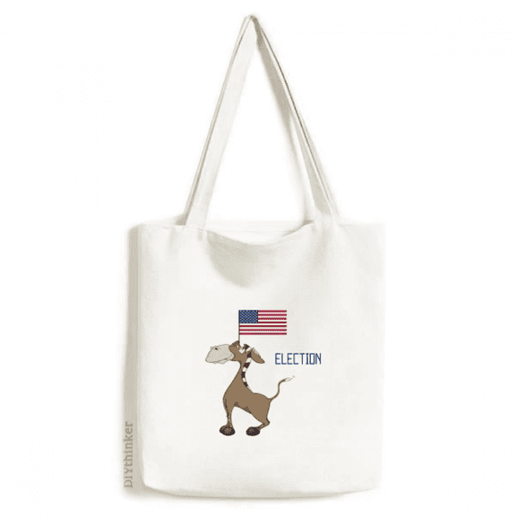 Democratic Donkey Raise Flag Election Tote Canvas Bag Shopping Satchel Casual Handbag