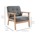 thumbnail image 3 of Wood Fabric Upholstered Mid-Century Modern Tufted Accent Arm Chair Grey, 3 of 9