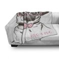 thumbnail image 3 of Pug Soft Flannel Fleece Throw Blanket, Pet Dog Pastel Bow Tie Oversized Glasses Hand Drawn Domesticated, Cozy Plush for Indoor and Outdoor Use, 50" x 60", Brown Pale Pink White, by Ambesonne, 3 of 6