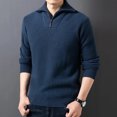 thumbnail image 5 of Suéter de lana pura espesa para hombre, de invierno, con media cremallera, cuello alto, tendencia jacquard, tejido de punto, camisa cálida, 5 of 5