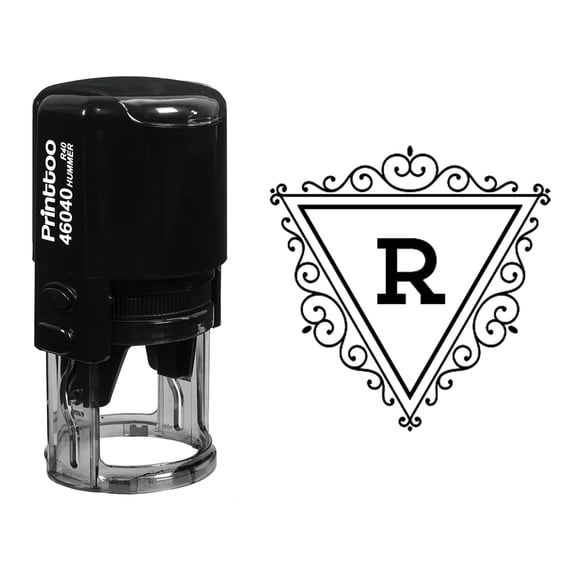 Printtoo Triangle Swirl Border R Alphabet Monogram Initial R-40 Self Inking Rubber Stamp Office Stationary