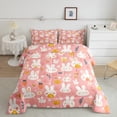 thumbnail image 2 of Ensemble de Douillette Simple Cartoon Rabbit Rose Animaux Ensemble de Literie Mignon, Douillette à Thème Rabbit Kawaii pour Enfants Garçons Filles Literie Imprimée Carotte Ensembles de Douillette, 2 of 7