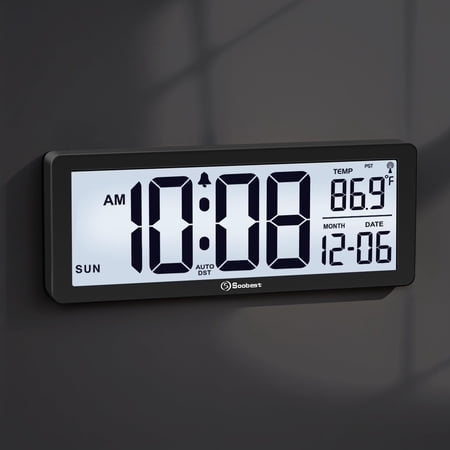 Soobest 8.5 Atomic Digital Wall Clock, Never Needs Setting, Auto Time Sync, Accurate & Easy to Use Clock with Backlight, Battery Operated, Temperature, Date, Auto DST, 4 Time Zones