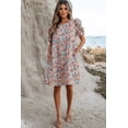 thumbnail image 6 of Women's Apricot Bohemian Floral Print Short Puff Sleeve Mini Dress | [ZhiHiMeRi] | (US 4-6)S, 6 of 12