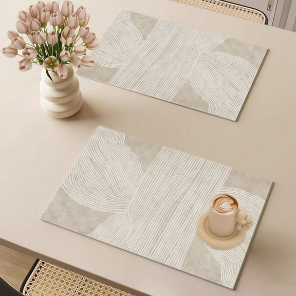 Namzi Faux Leather Heat Resistant Placemats, Dining Room Table Mats, Protect Surfaces,Non-Slip Washable Table Mats，Kitchen Decor Accessories（Set of 2, Size 15.7*11.8in,O ）