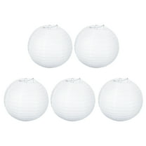 Uxcell 10" Paper Lanterns, Round Hanging Chinese/Japanese Lantern Decoration for Home Birthday Party, White 5 Pcs