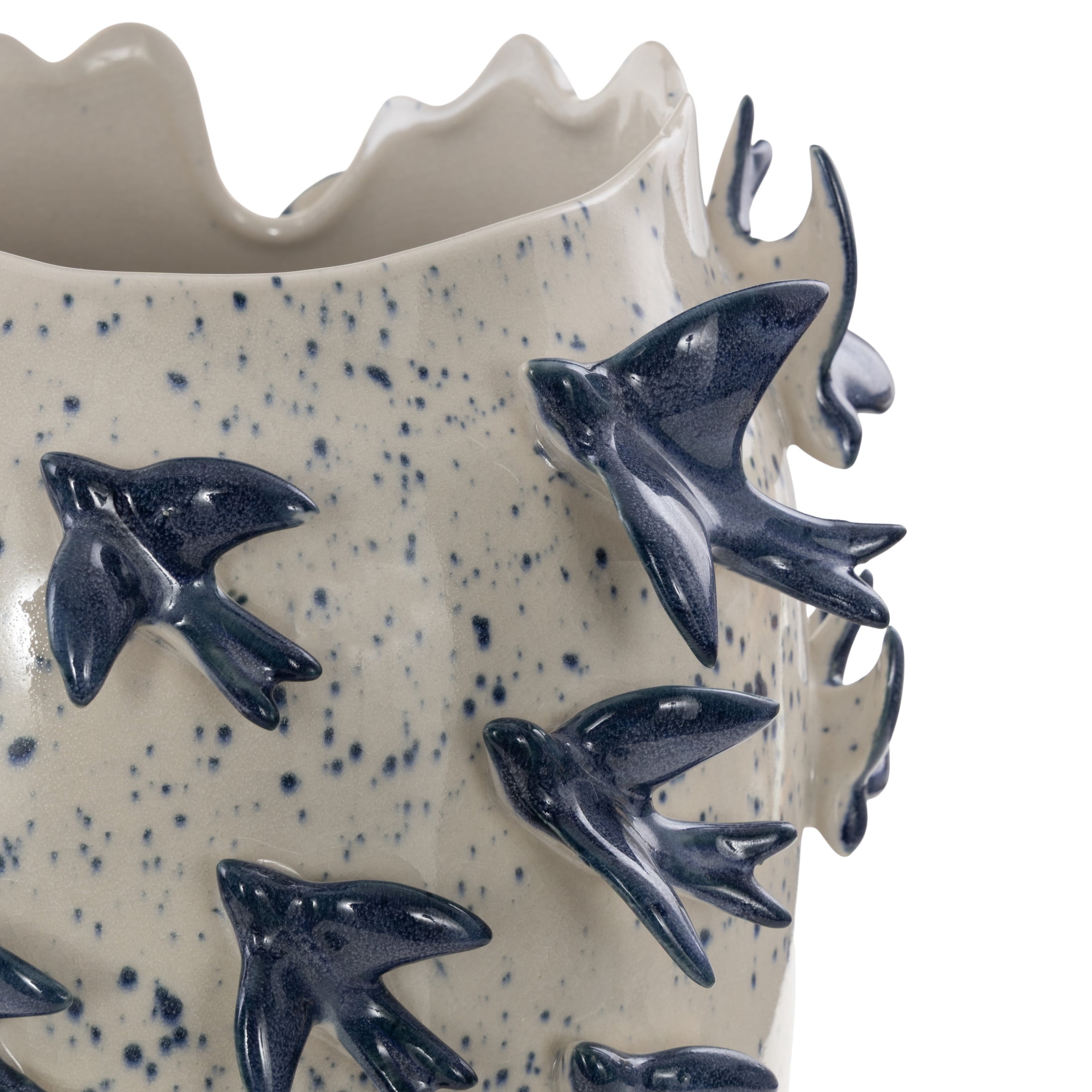 DecMode 12" Bird 3D White Ceramic Vase