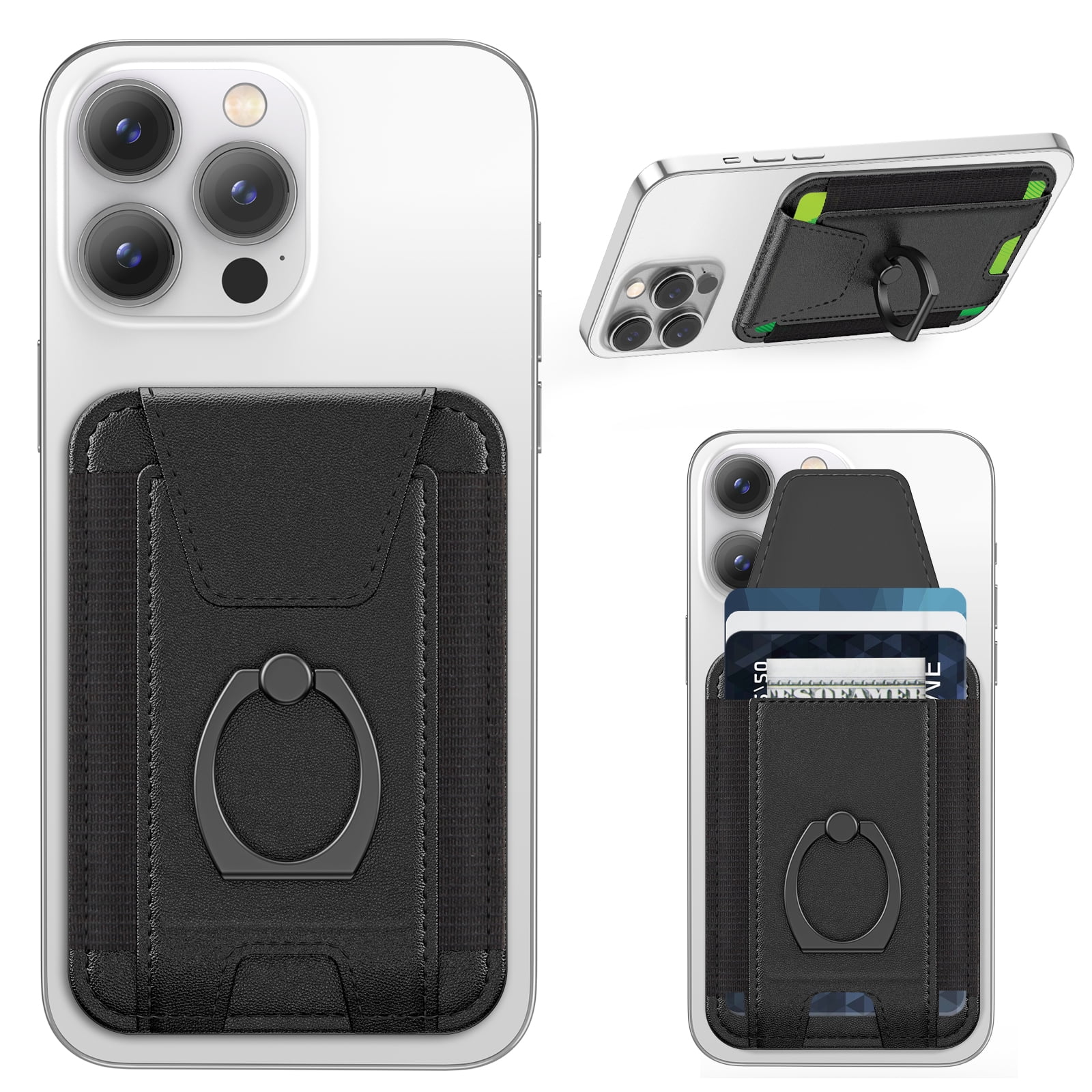 ExtreLife Magnetic Wallet with Grip Phone Stand, Magnetic Leather Card Holder Compatible for iPhone 17/16/15/14/13/12 Series, Fit 6 Cards, RFID Blocking