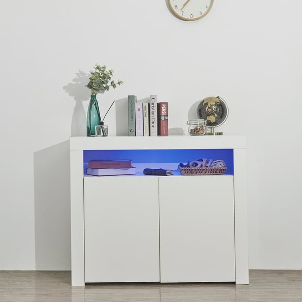 White High Gloss Buffet Sideboards Display with LED Lights
