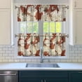 thumbnail image 3 of Pioneer Kitchen Curtains and Valance Set 24 Inch Tier White Flowers on Red Curtains Small Drapes for Cafe Living Room Bathroom Farmhouse 3 Pieces Set Rod Pocket, 3 of 6