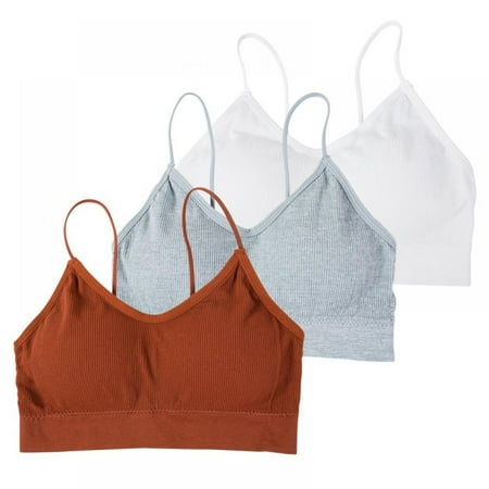 

Xmarks Women s Sexy Spaghetti Strap Low Back Bralettes Deep v Wire-Free Bra Backless Bras Padded Seamless Breathable Soft Sleeping Bra(3-Packs)