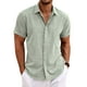 thumbnail image 1 of Camisa Casual de Lino para Hombre, Talla Grande, Verde Claro - Ideal para Playa y Yoga, 1 of 5