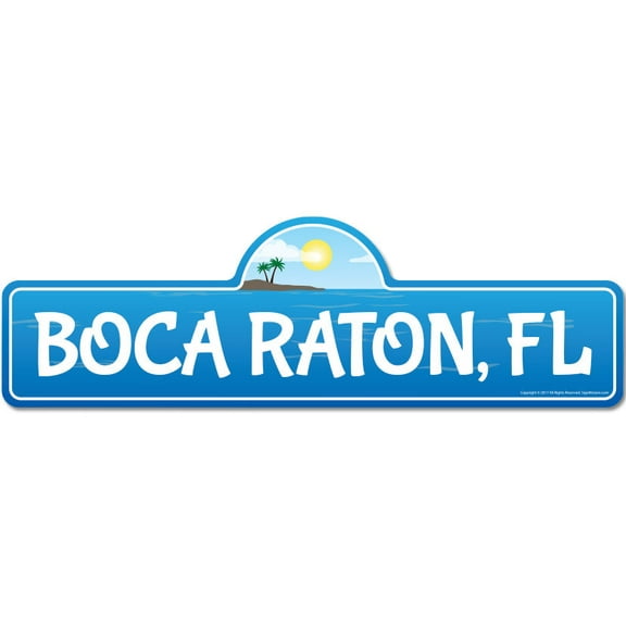 Boca Raton FL Florida Beach Street Sign | Indoor/Outdoor | Surfer Ocean Lover Décor For Beach House Garages Living Rooms Bedroom | Signmission Personalized Gift