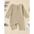 thumbnail image 3 of Bagilaanoe Newborn Baby Girl Boys Jumpsuits Solid Color Long Sleeve Bodysuits 3M 6M 12M 18M 24M Infant Fall One Piece Romper, 3 of 9
