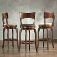 thumbnail image 5 of McAllister Brown Oak High Back Swivel Seat Bar Stool, Grey Linen, 5 of 7