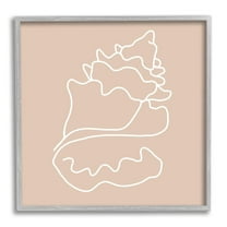 Stupell Industries Conch Shell Line Doodle Minimal Beige Beach Graphic Art Gray Framed Art Print Wall Art, Design by Daphne Polselli